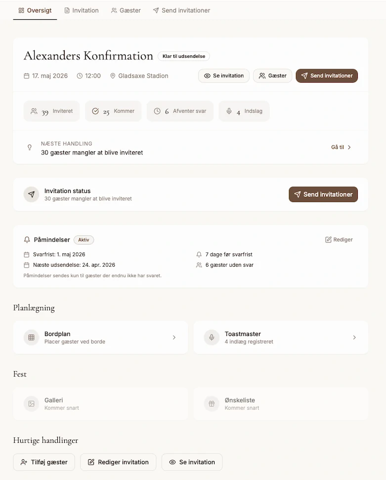 Send invitationer og følg svar