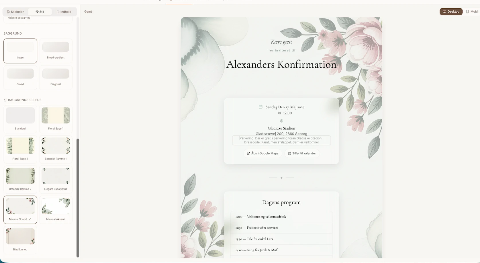 Design din invitation live